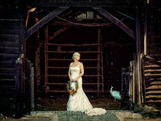 south farm weddings bride in barn photo
