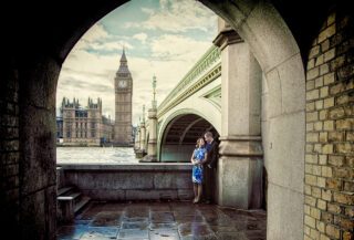 London engagement shoot by Big Ben and Westminster Bridge