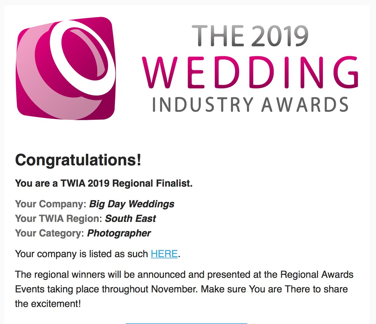 Big Day awards email 1