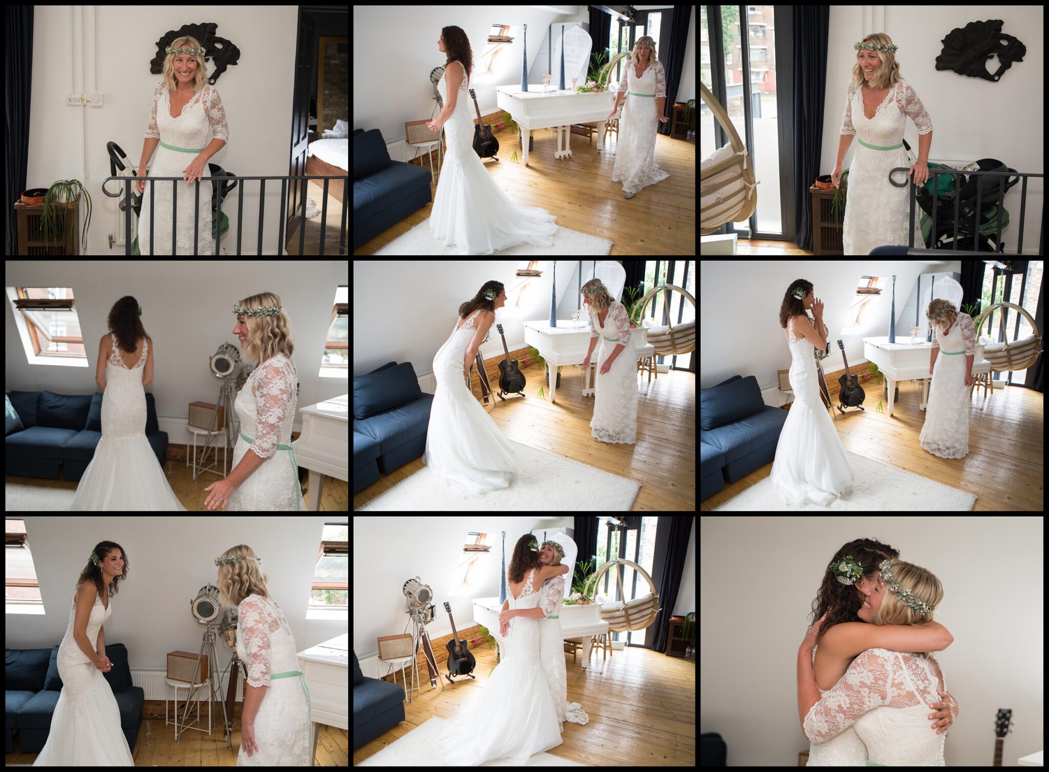 Clapton Country Club Wedding prep first look collage