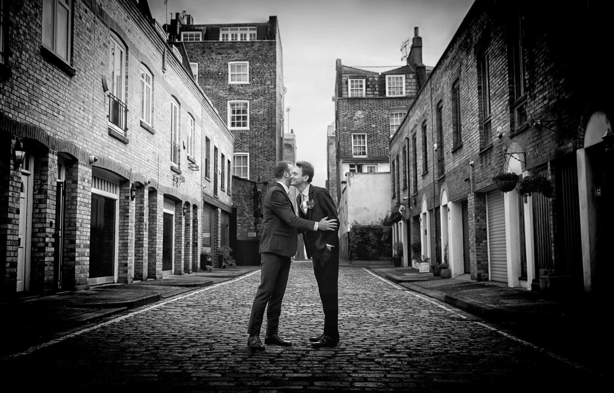Old Marylebone Town Hall wedding grooms embrace
