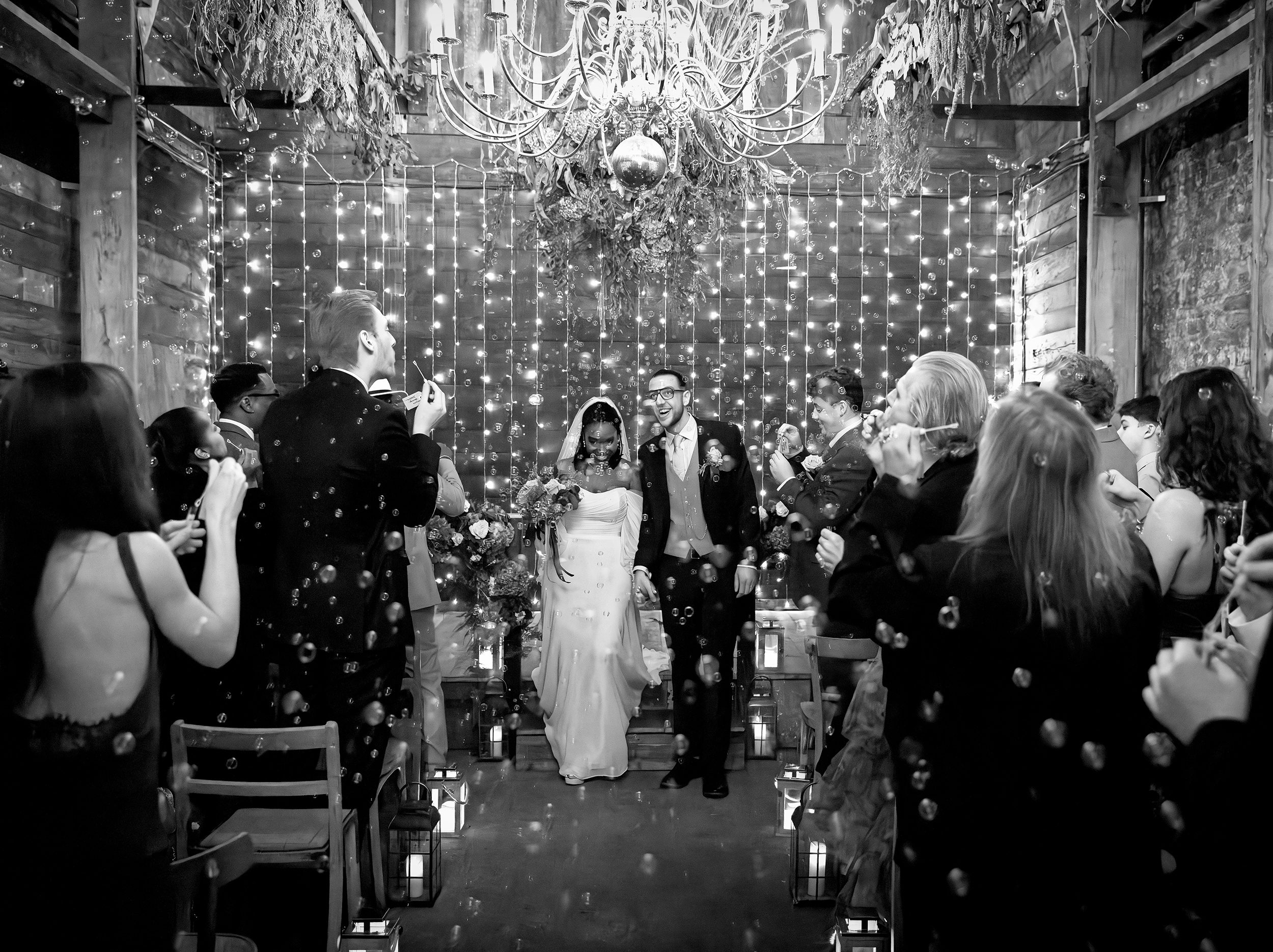 Confetti bubbles The Old Timber Store wedding ceremony