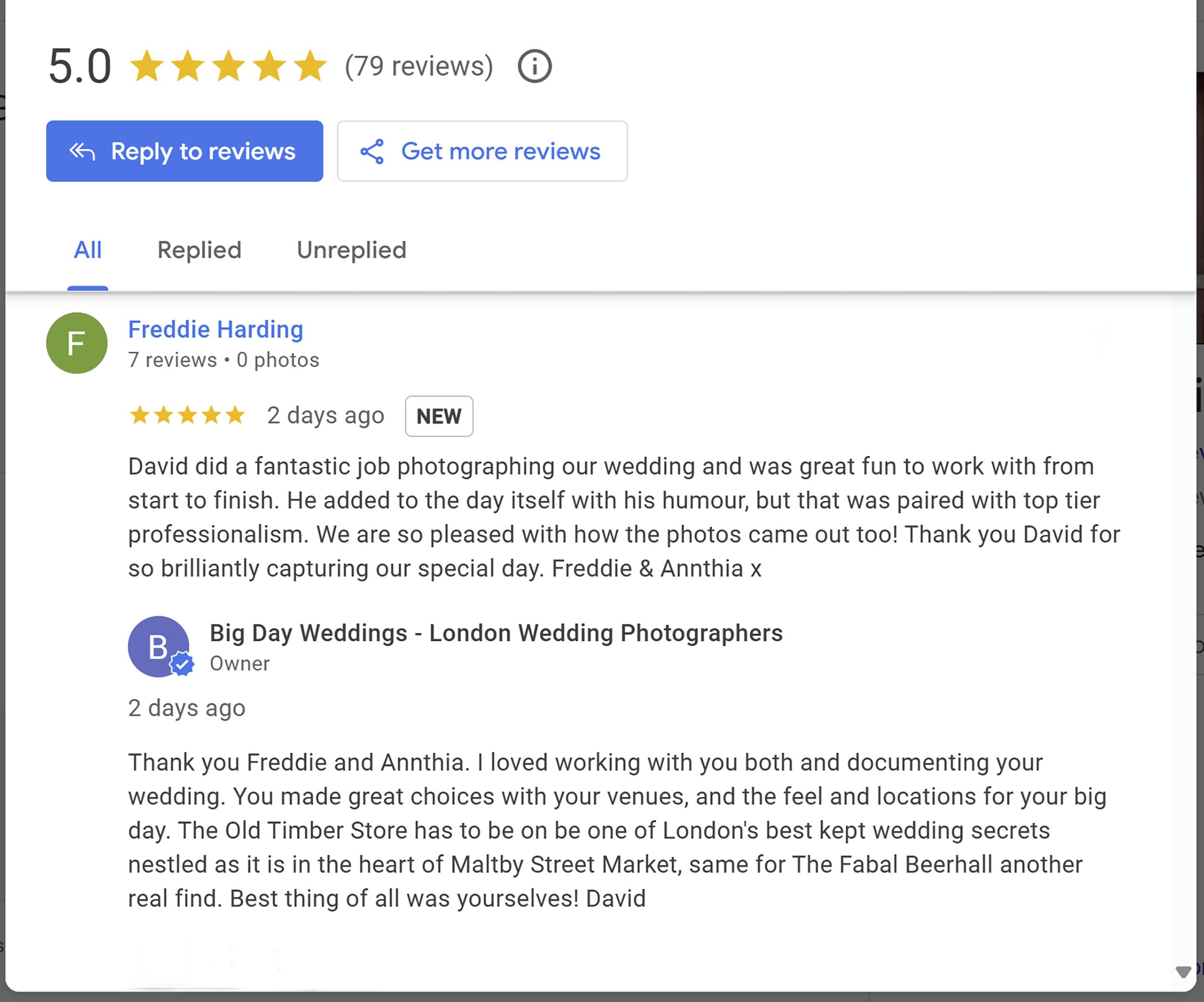 The Old Timber Store Google review Big Day Weddings