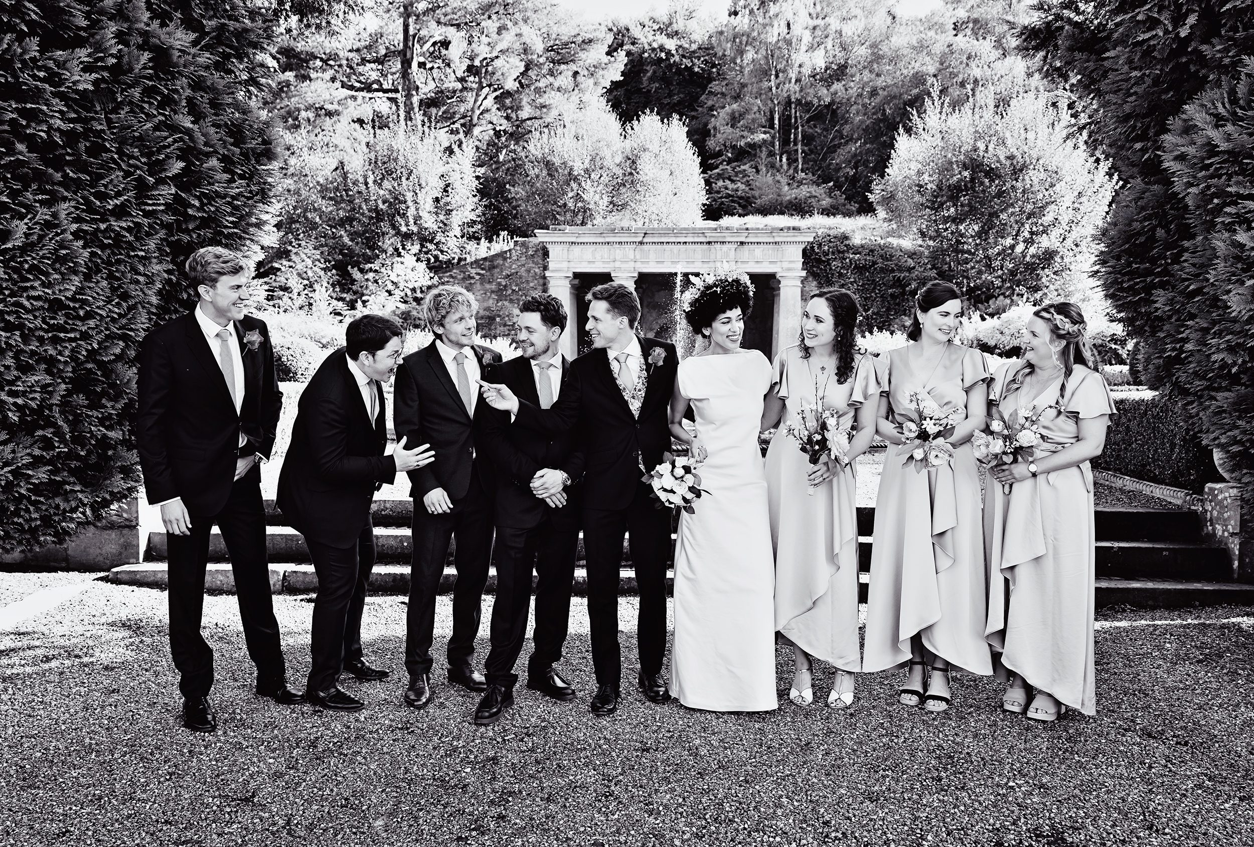 Bridal party group shot at Wotton House wedding day 2