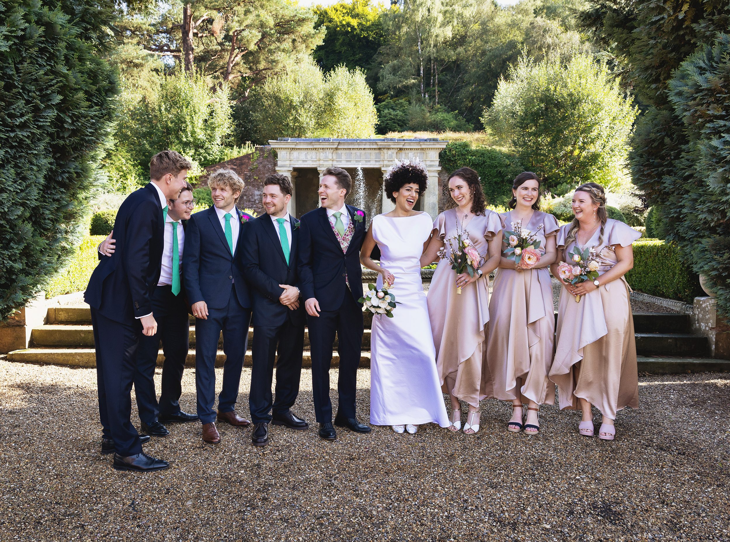 Bridal party group shot at Wotton House wedding day