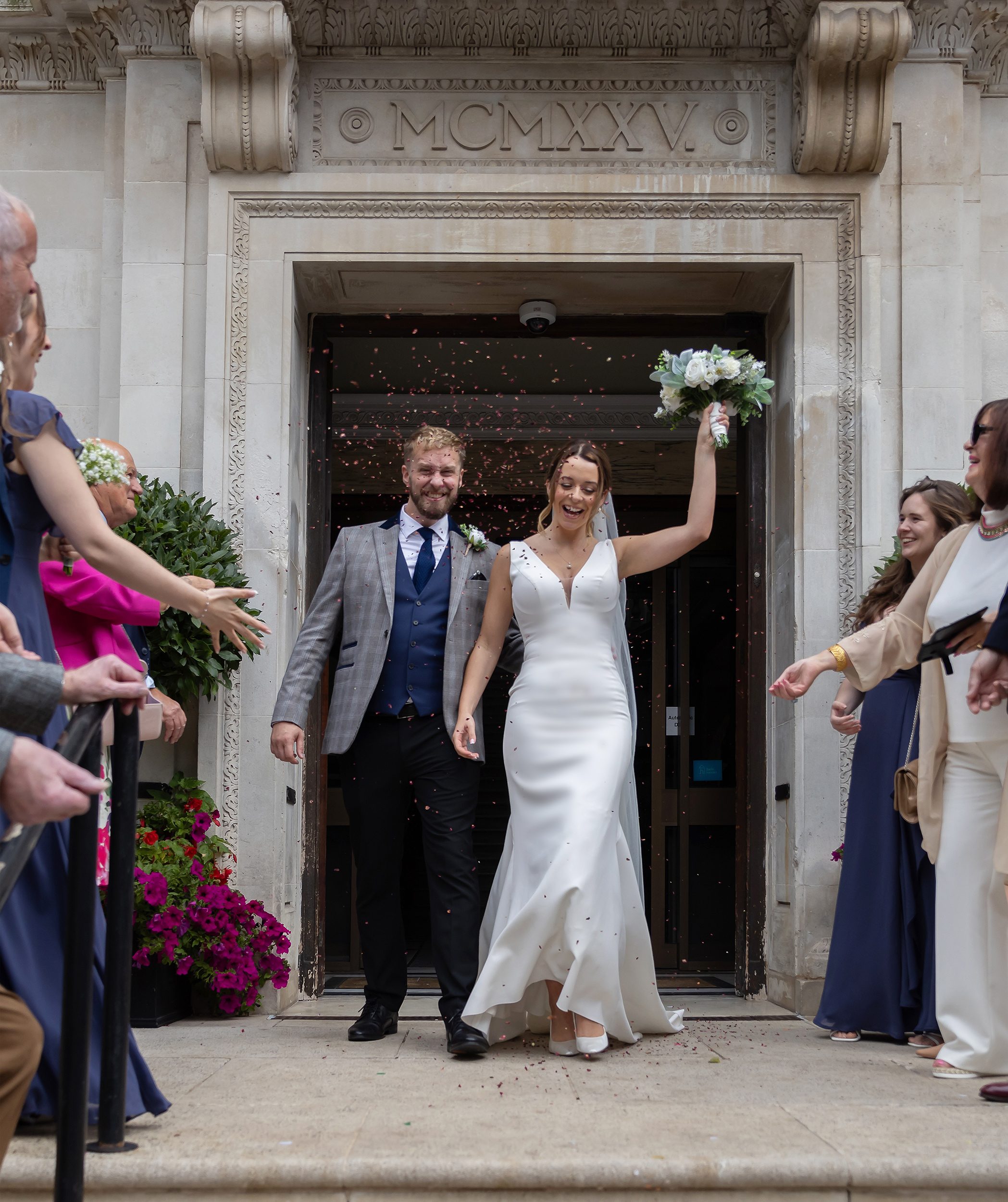 Confetti throw at Islington Town Hall wedding image