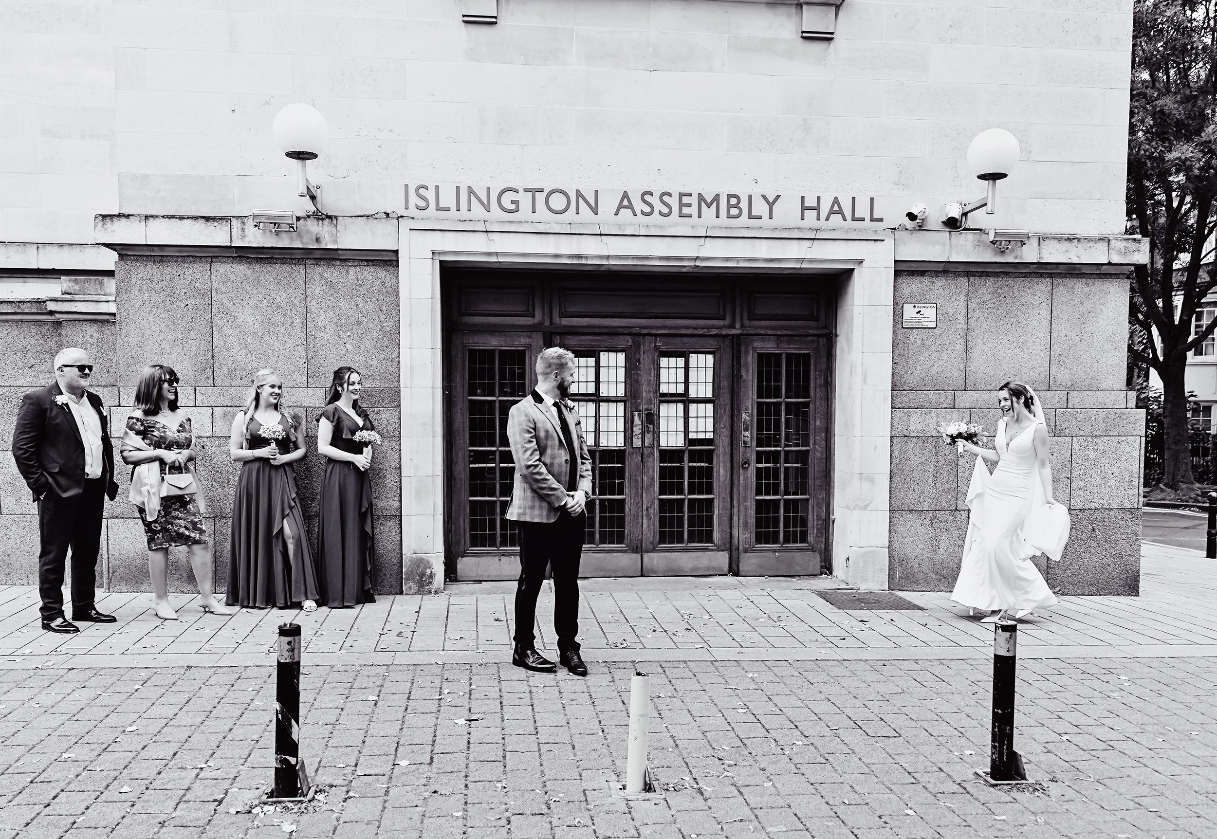 First look bride and groom Islington Town Hall Wedding