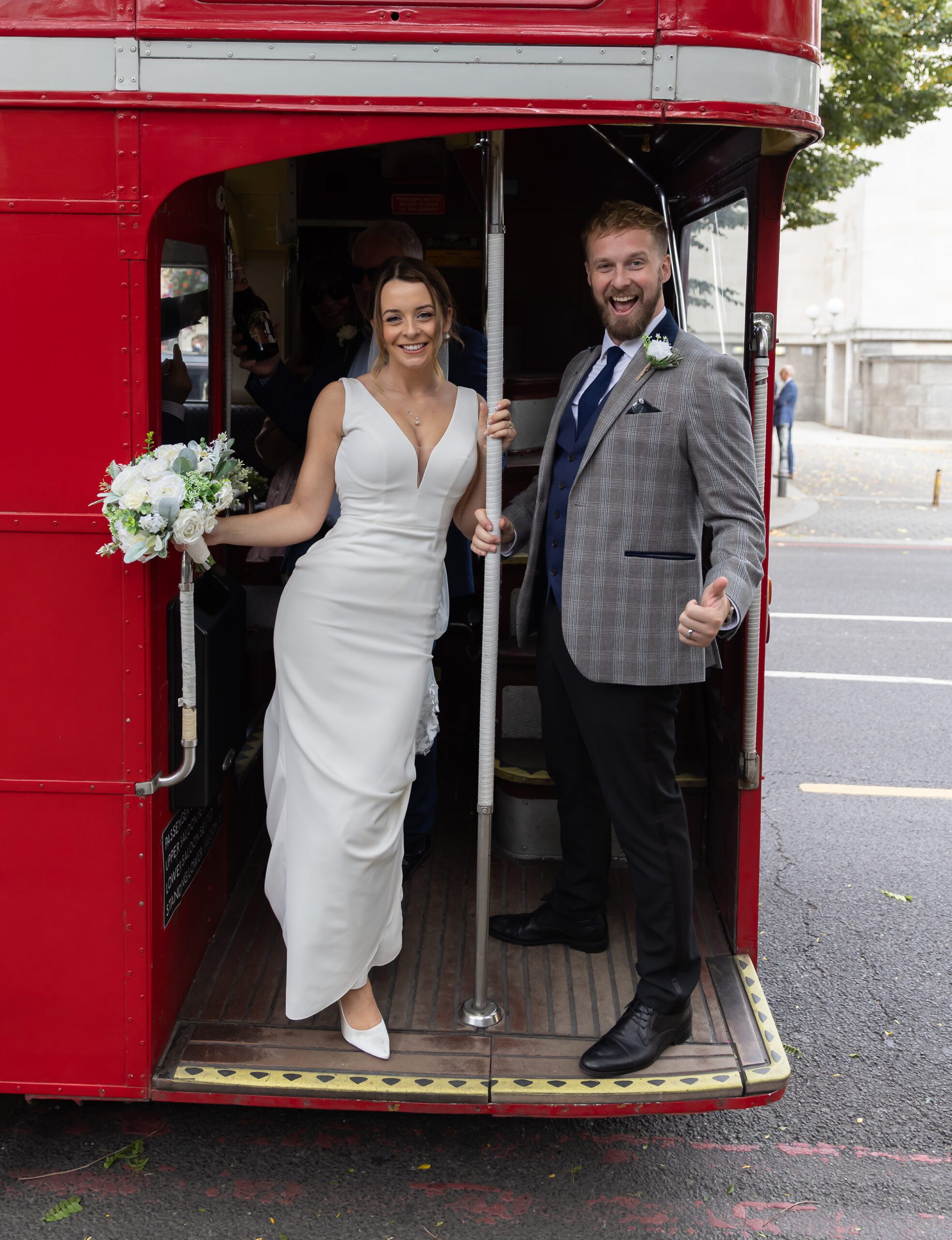 Islington Town Hall Wedding bus with bride and groom image