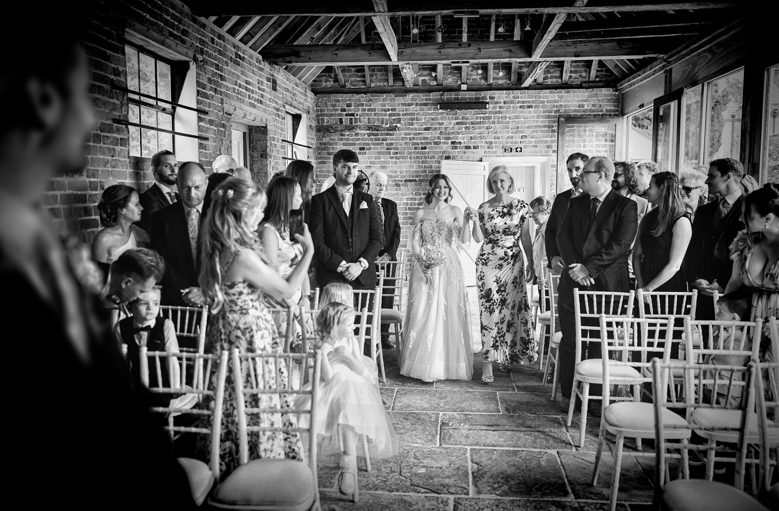 Bridal processional at Stanlake Park wedding ceremony
