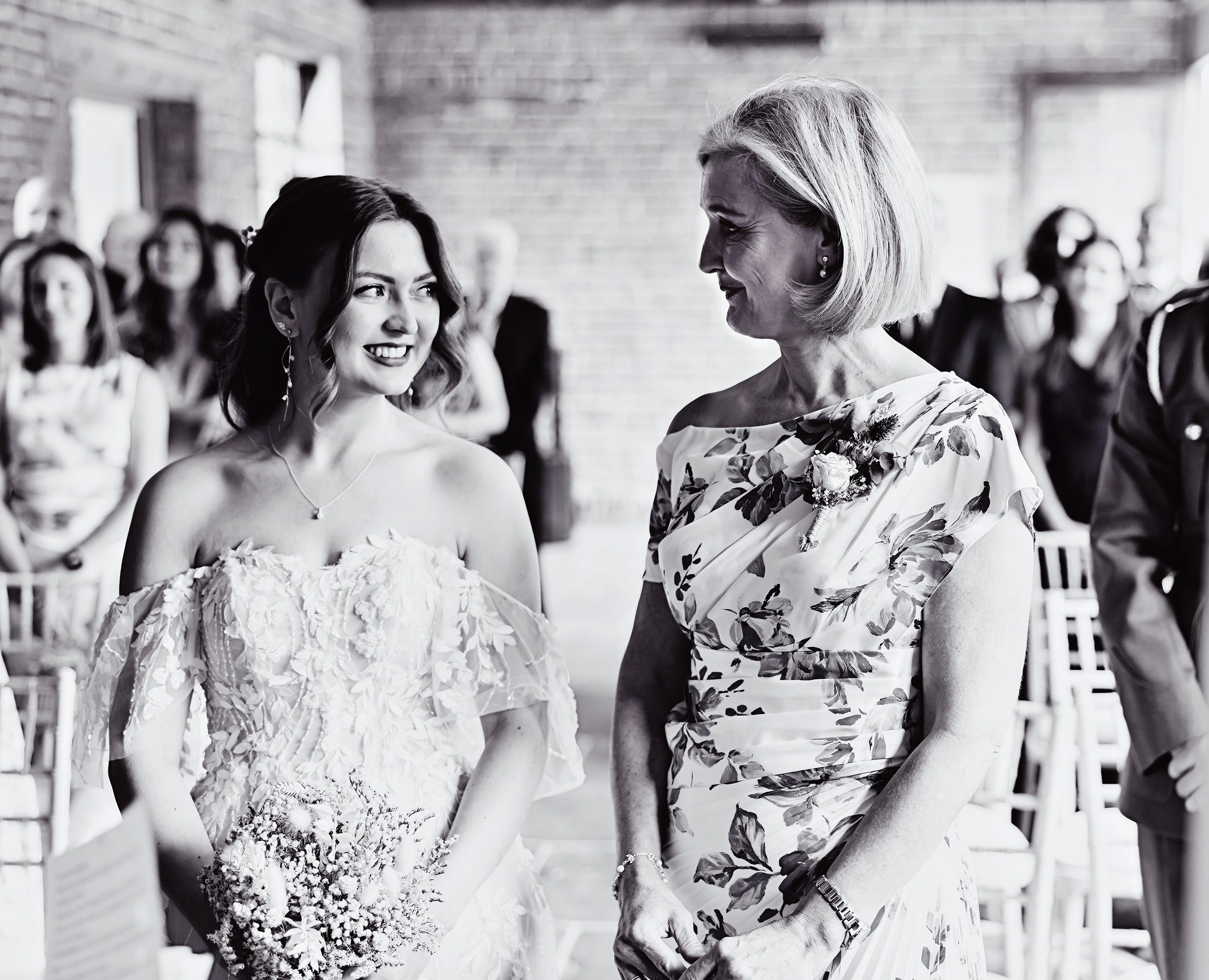 Bride and mum at Stanlake Park wedding ceremony