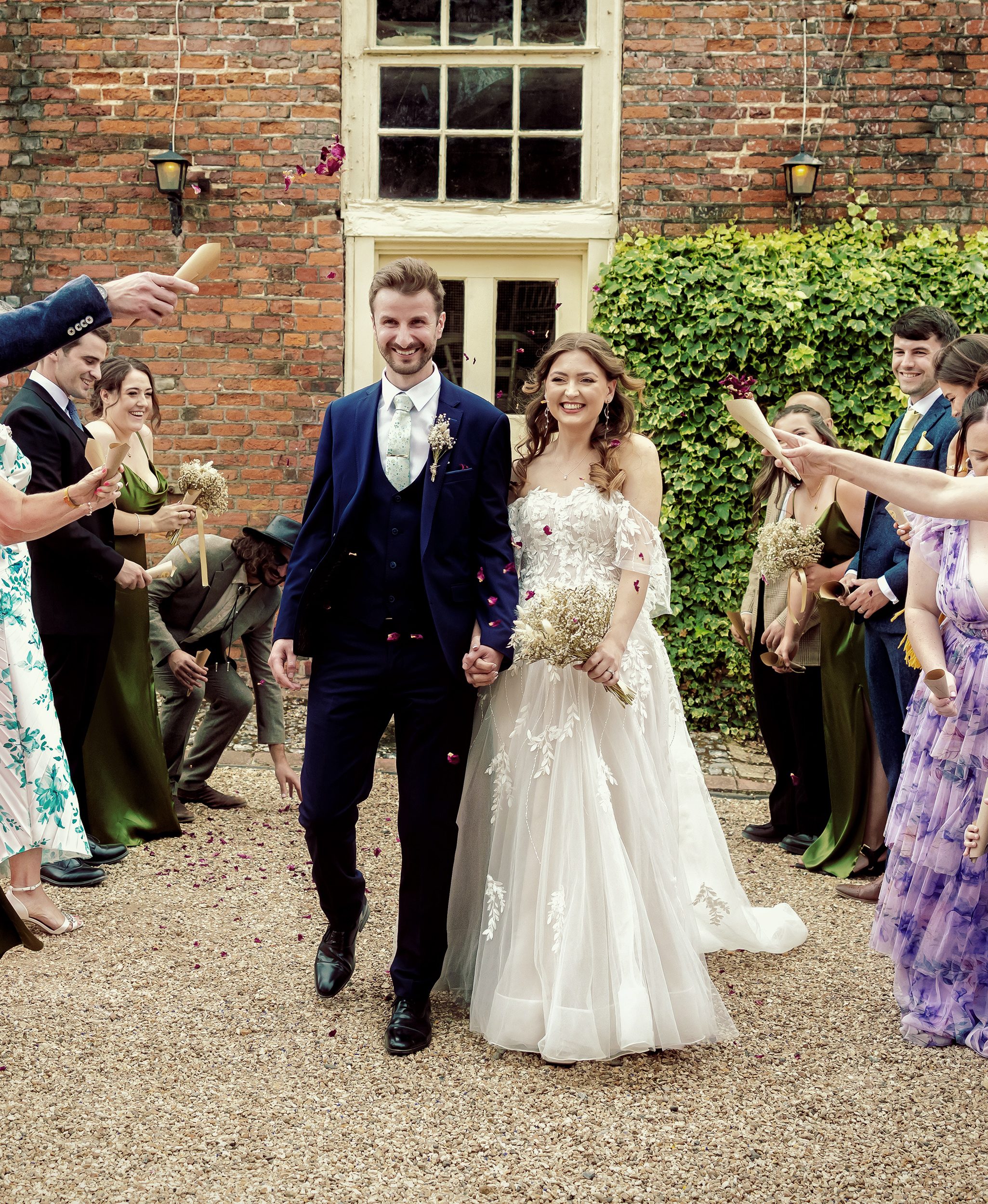 Confetti throw Stanlake Park wedding 1