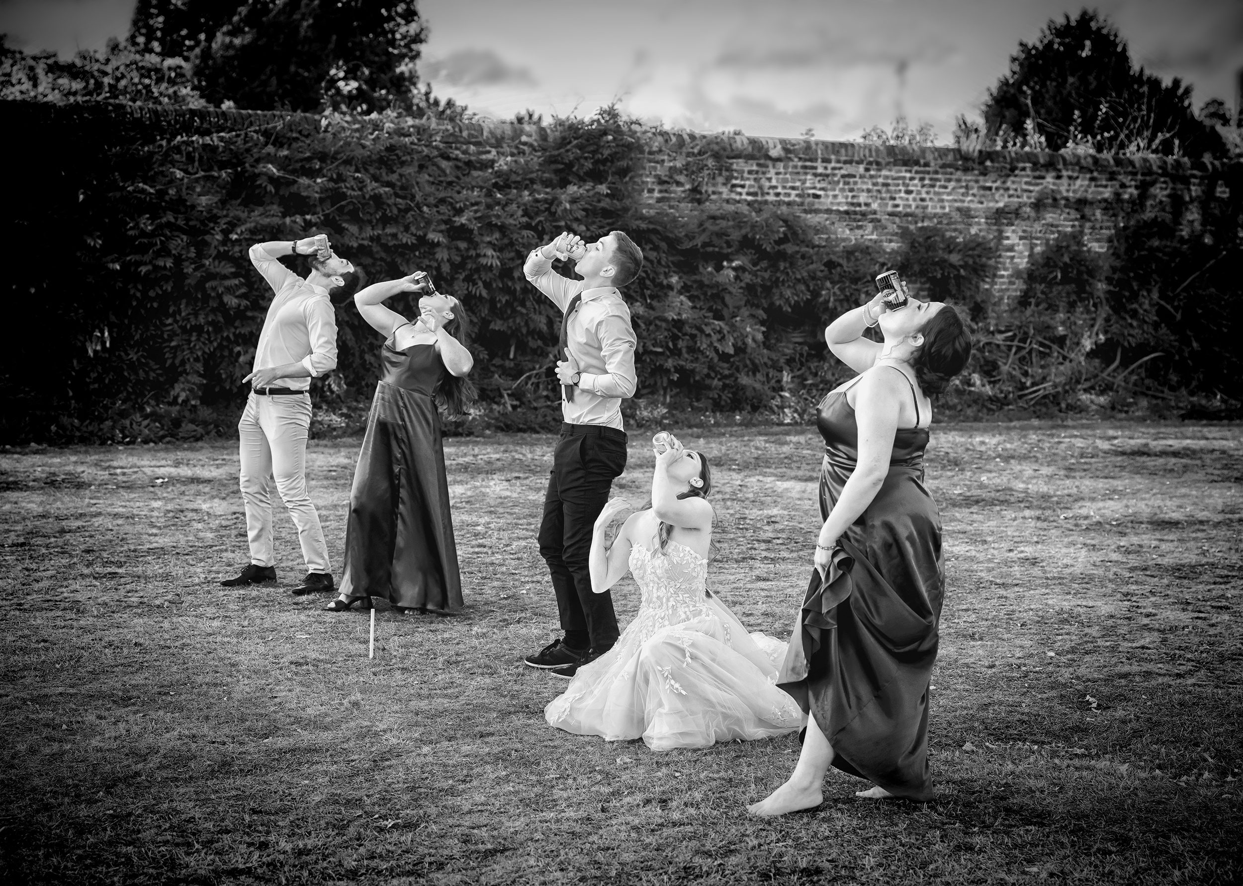 Drinking game at Stanlake Park Wedding Reception