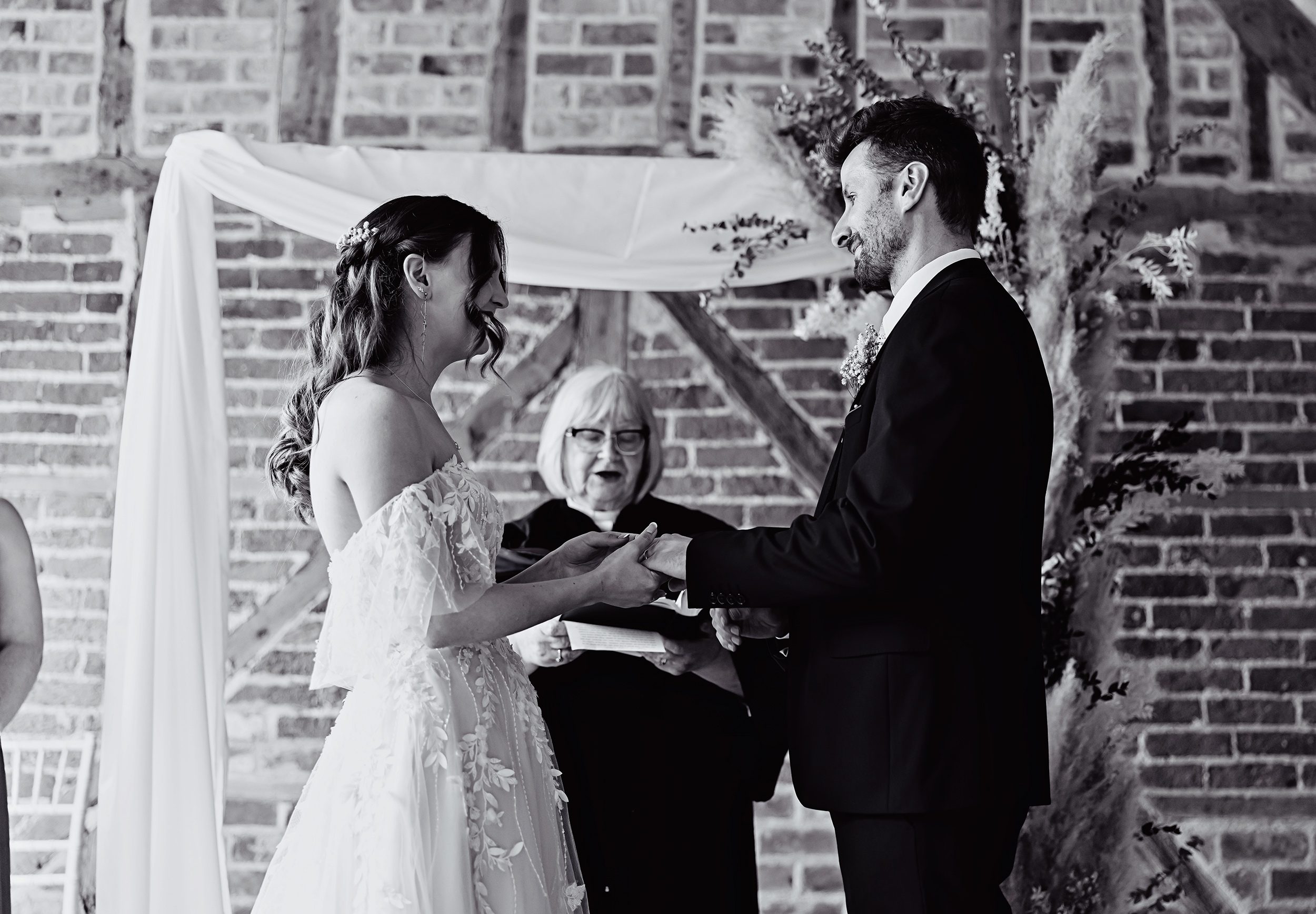 Exchange of rings Stanlake Park wedding ceremony