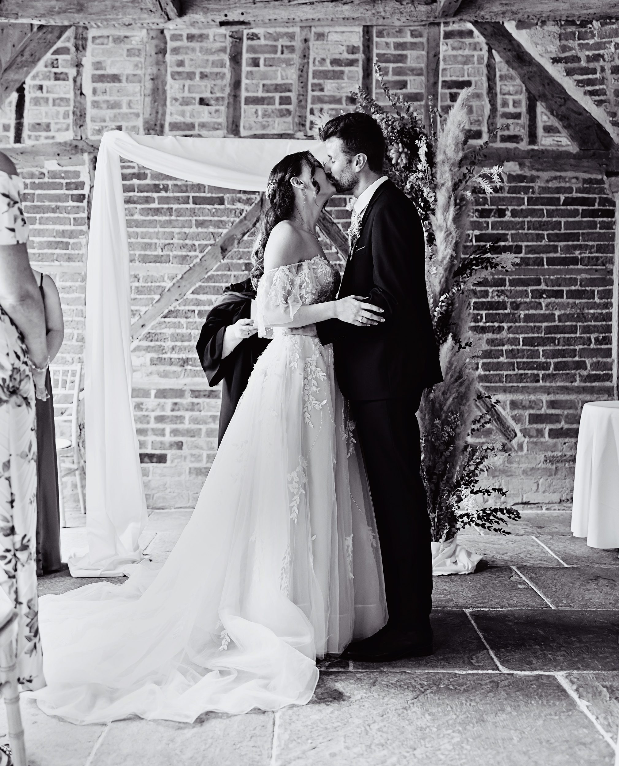 First kiss Stanlake Park wedding ceremony