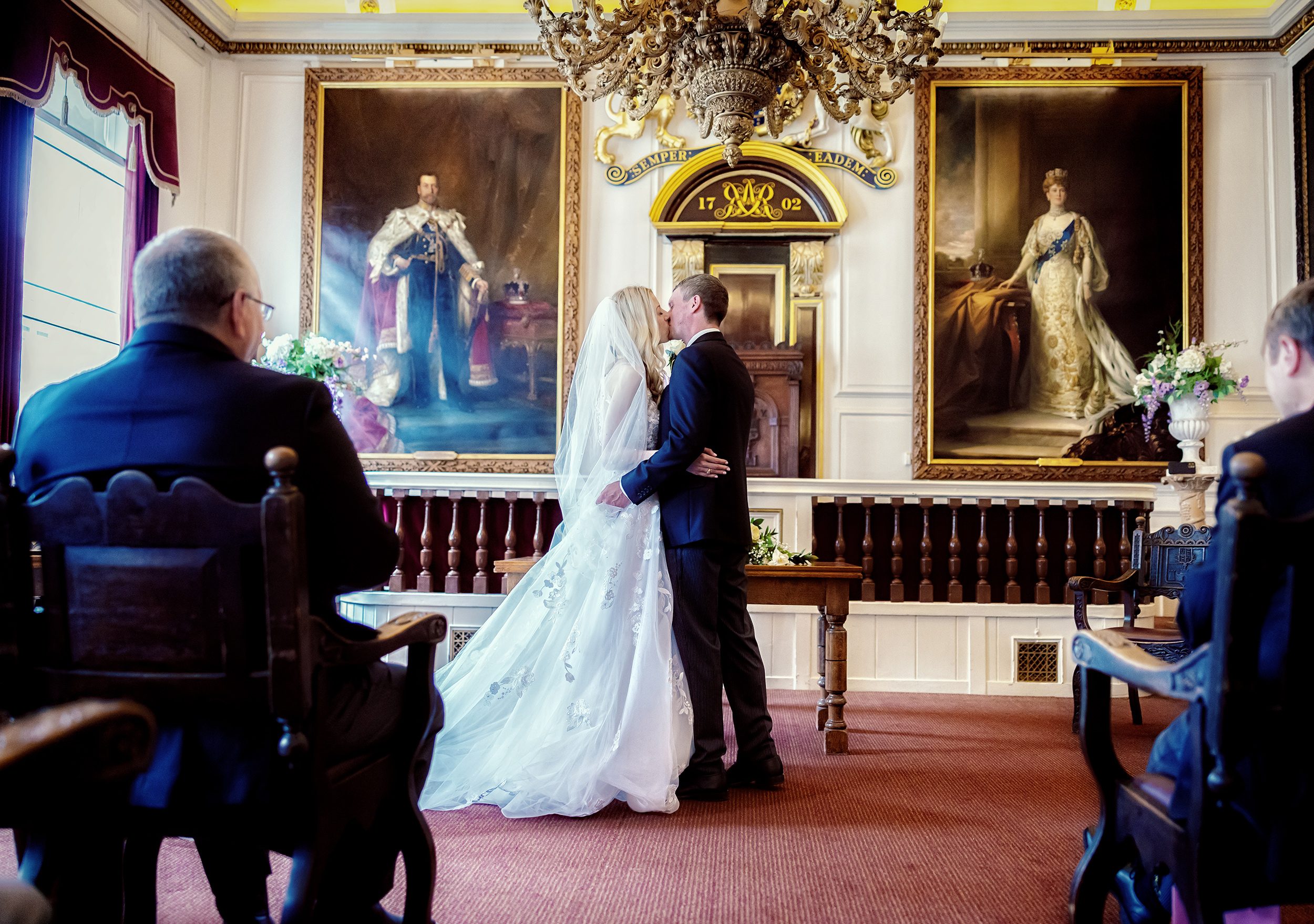 First kiss Windsor Guildhall Wedding Ceremony