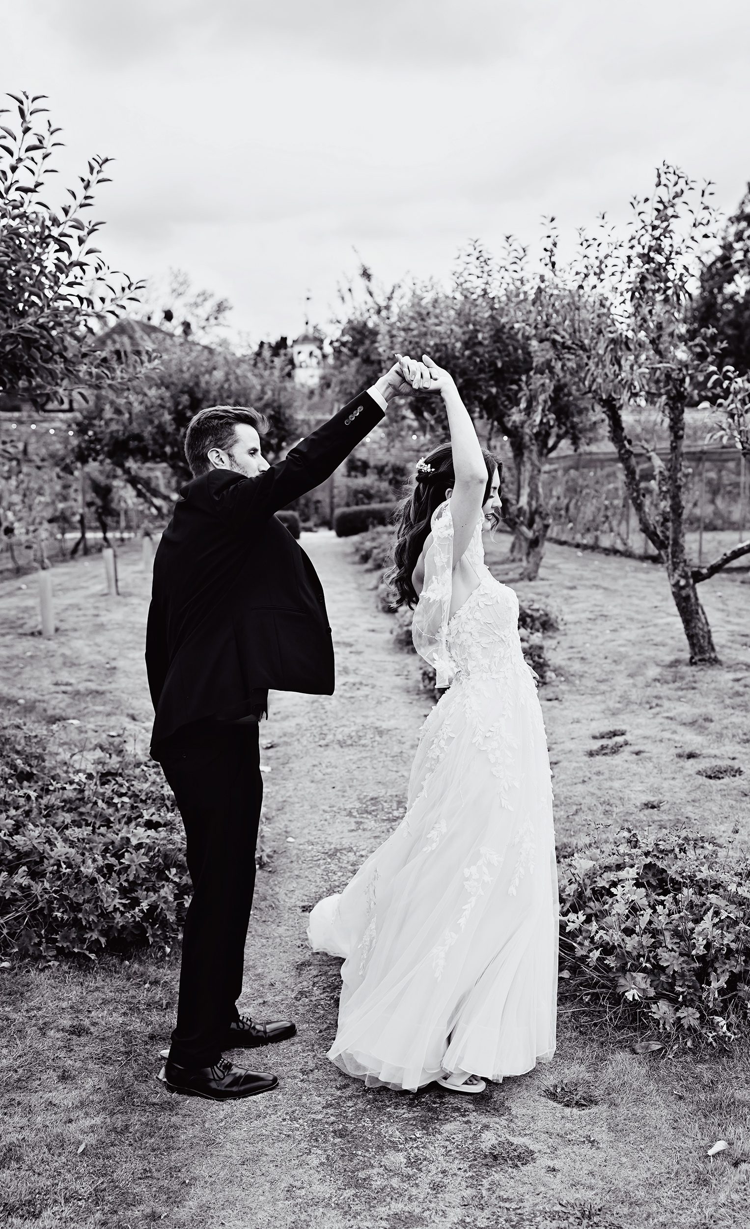 Stanlake Park Wedding bride and groom dance in grounds