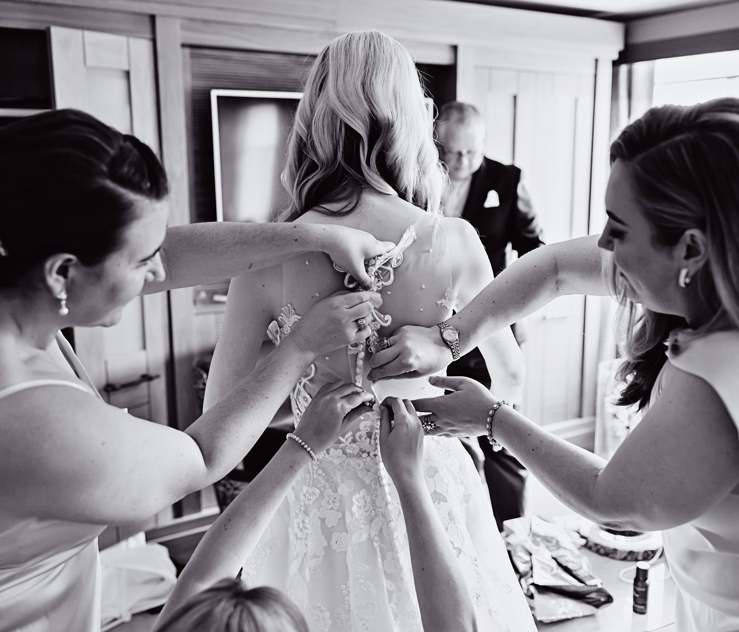 Wedding dress fastening McDonald Hotel Windsor