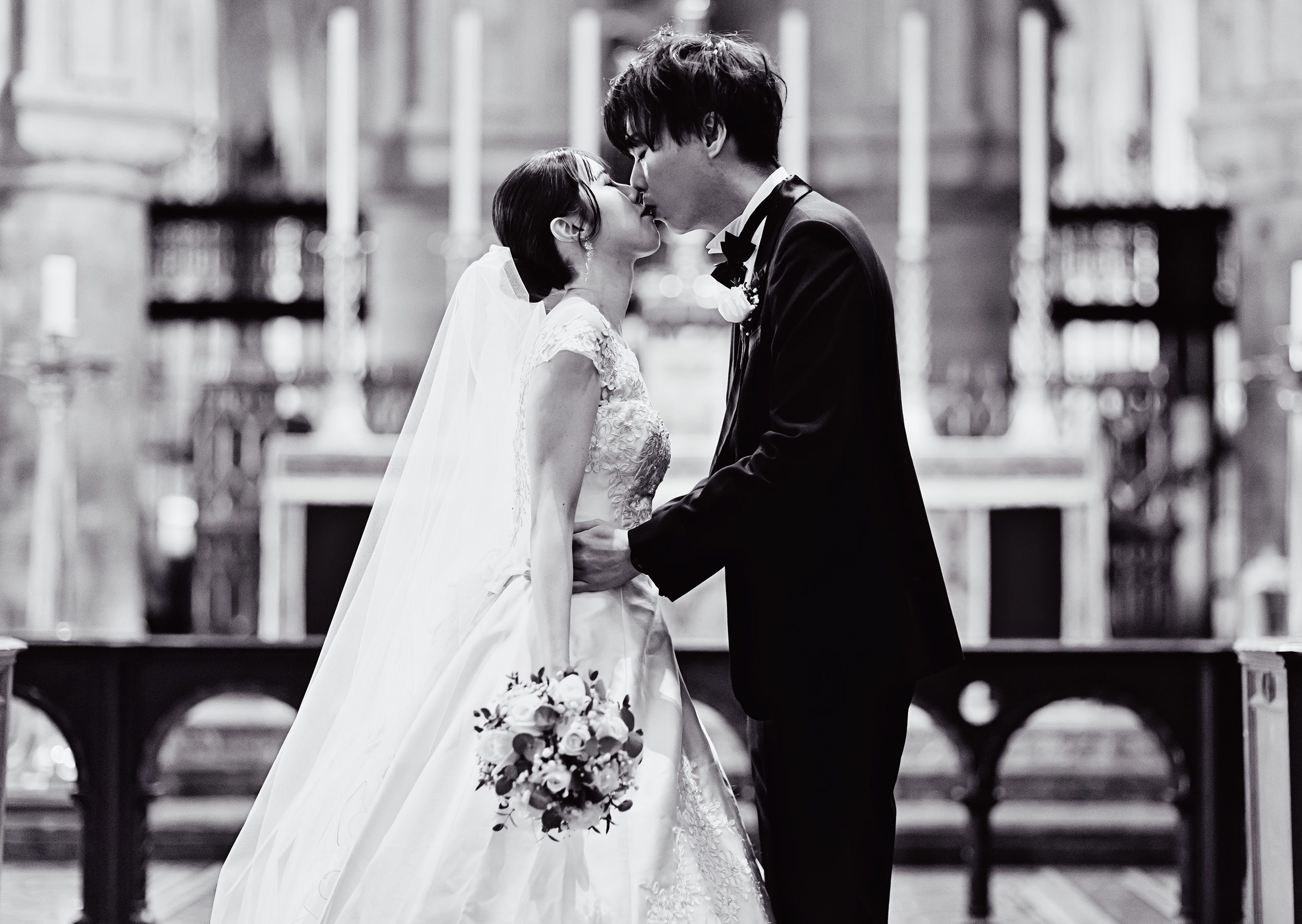 First kiss Great St Barts wedding ceremony