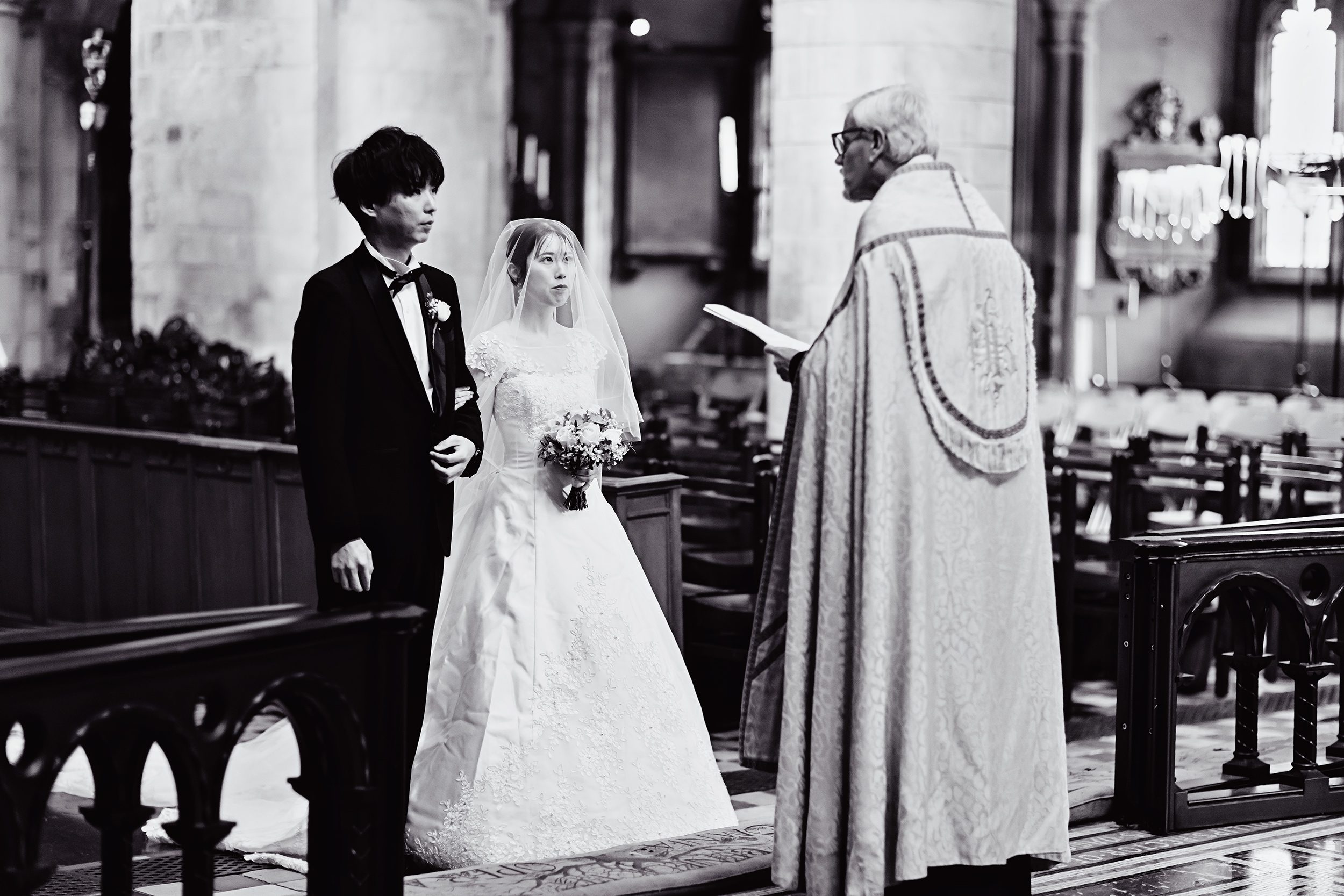 Wedding ceremony black & white Great St Barts