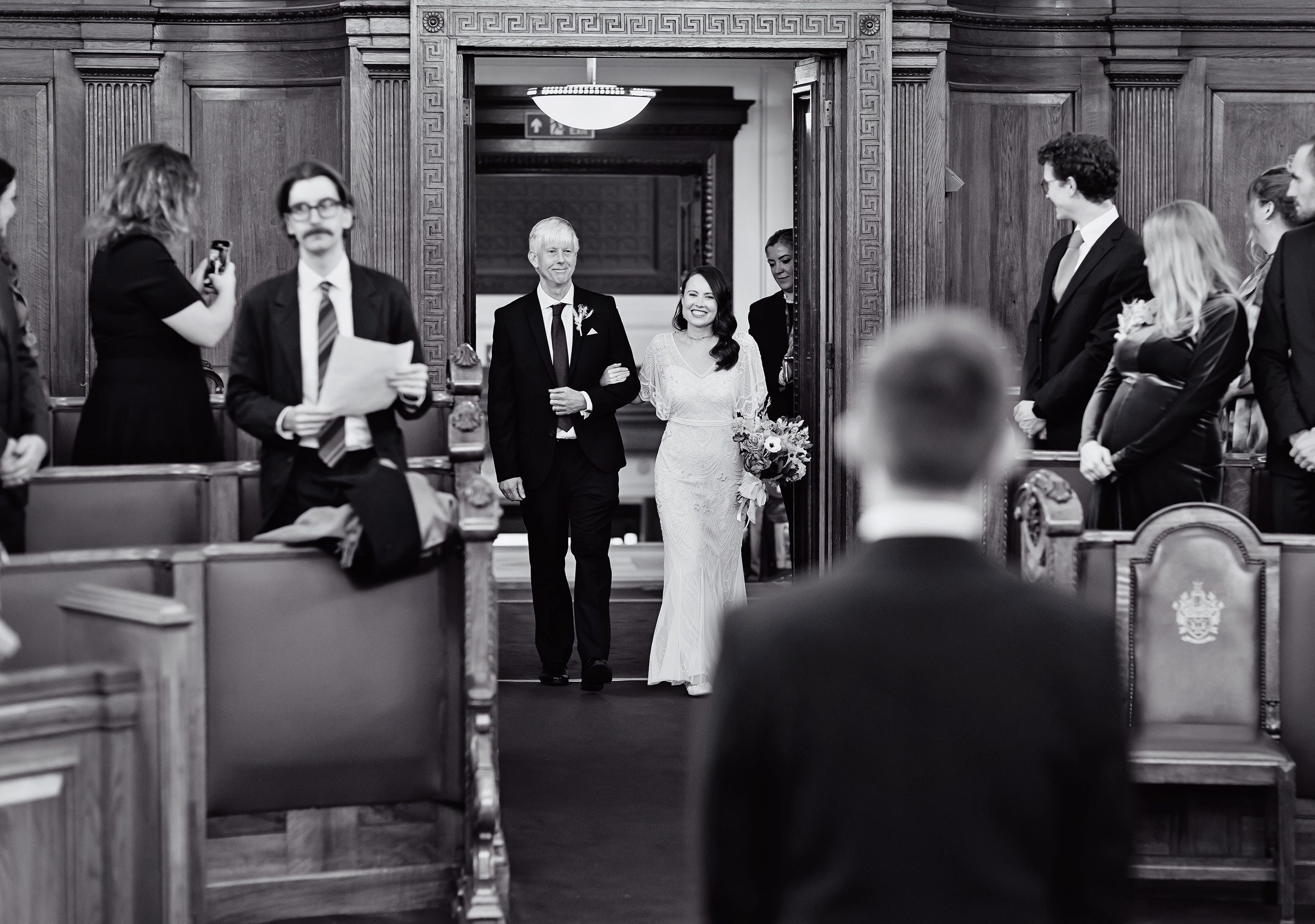 Entrance of the bride Islington Town Hall Wedding ceremony